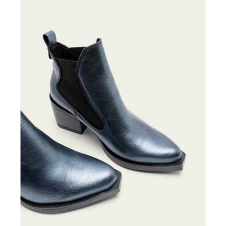 Botines para mujer en color azul marino Caracteristicas con cremallera tacon 4 cm zapato de estilo casual suela de goma termopl