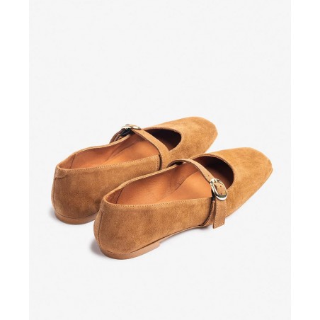 Yokono Lenna-104 camel-colored women's Mary Janes