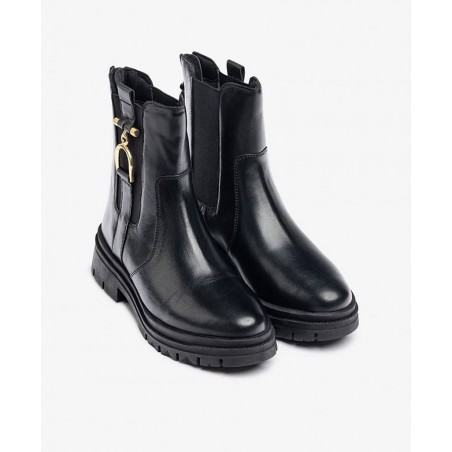 Yokono Lan-310 flat ankle boots with gold detailing