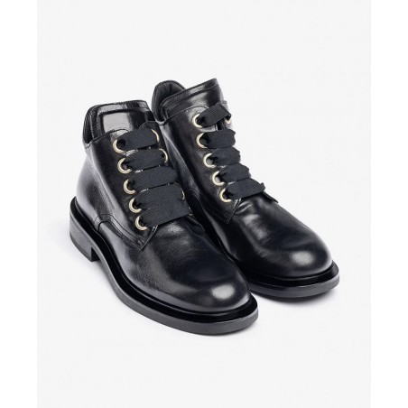 Botines negros con cordones Yokono Lei-006