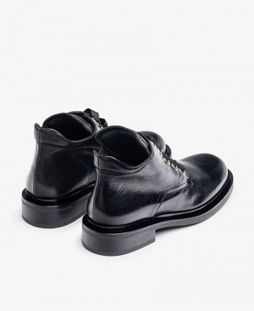 Yokono Lei-006 black lace-up ankle boots