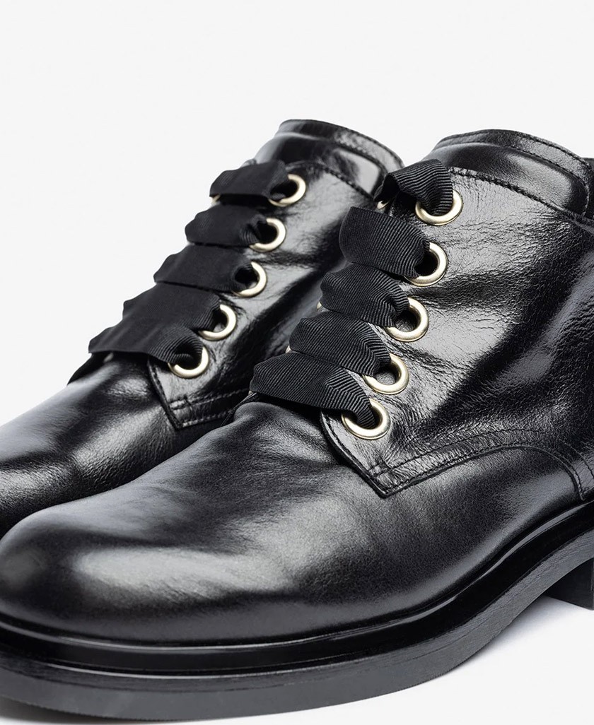 Yokono Lei-006 black lace-up ankle boots