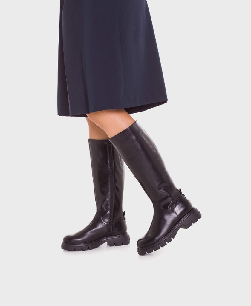 Wonders Bones A-4304 black leather high boots