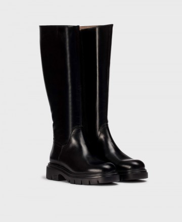 Wonders Bones A-4304 black leather high boots