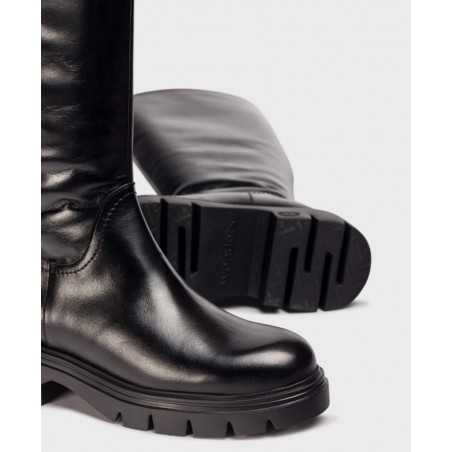 Wonders Bones A-4304 black leather high boots