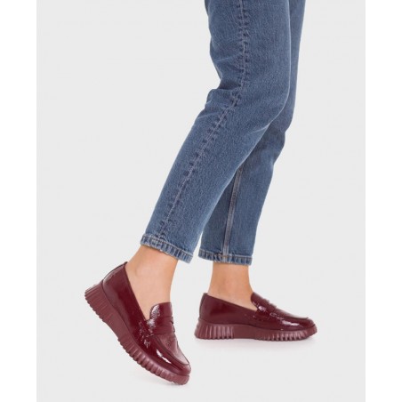 Mocasines de mujer burdeos Wonders Flexfly A-4402