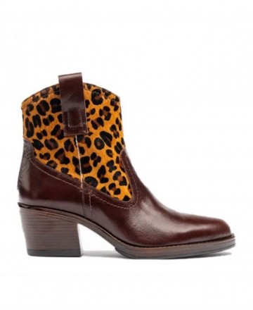 Yokono Brava-002 brown leopard print cowboy boots
