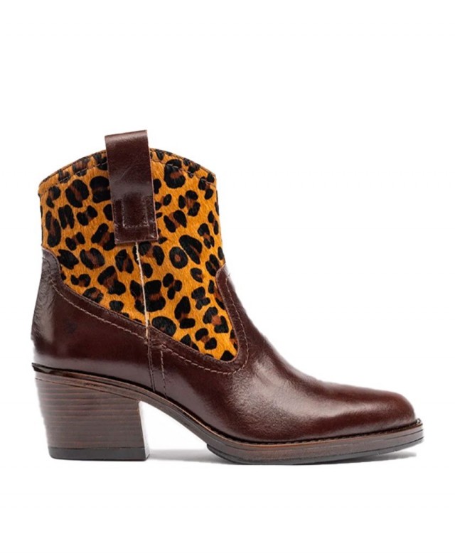 Yokono Brava-002 brown leopard print cowboy boots