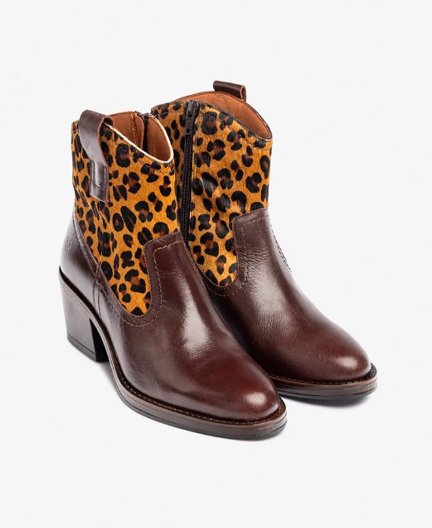 Yokono Brava-002 brown leopard print cowboy boots