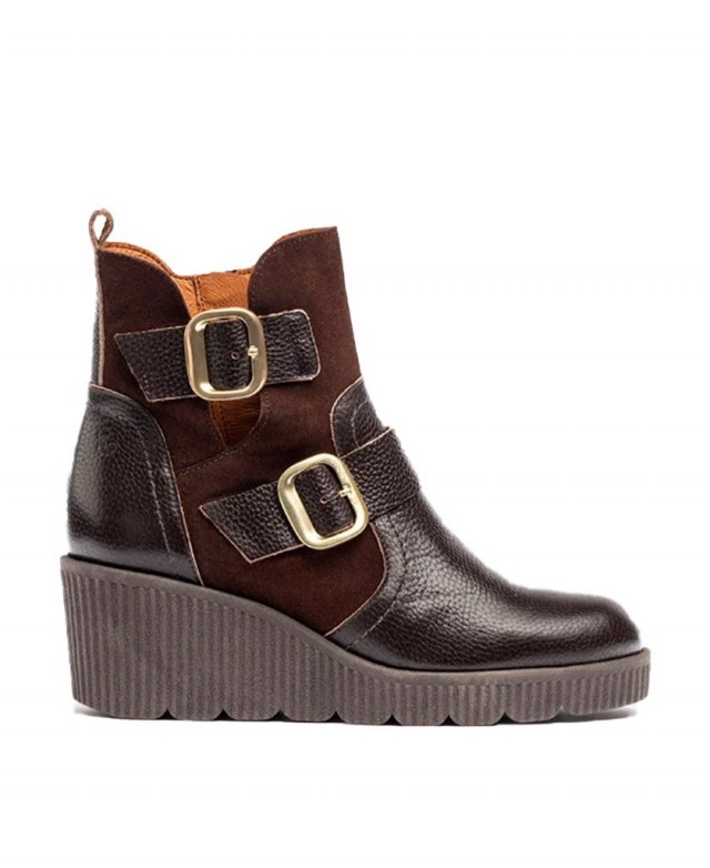 Yokono Madona 011 wedge ankle boots with buckles