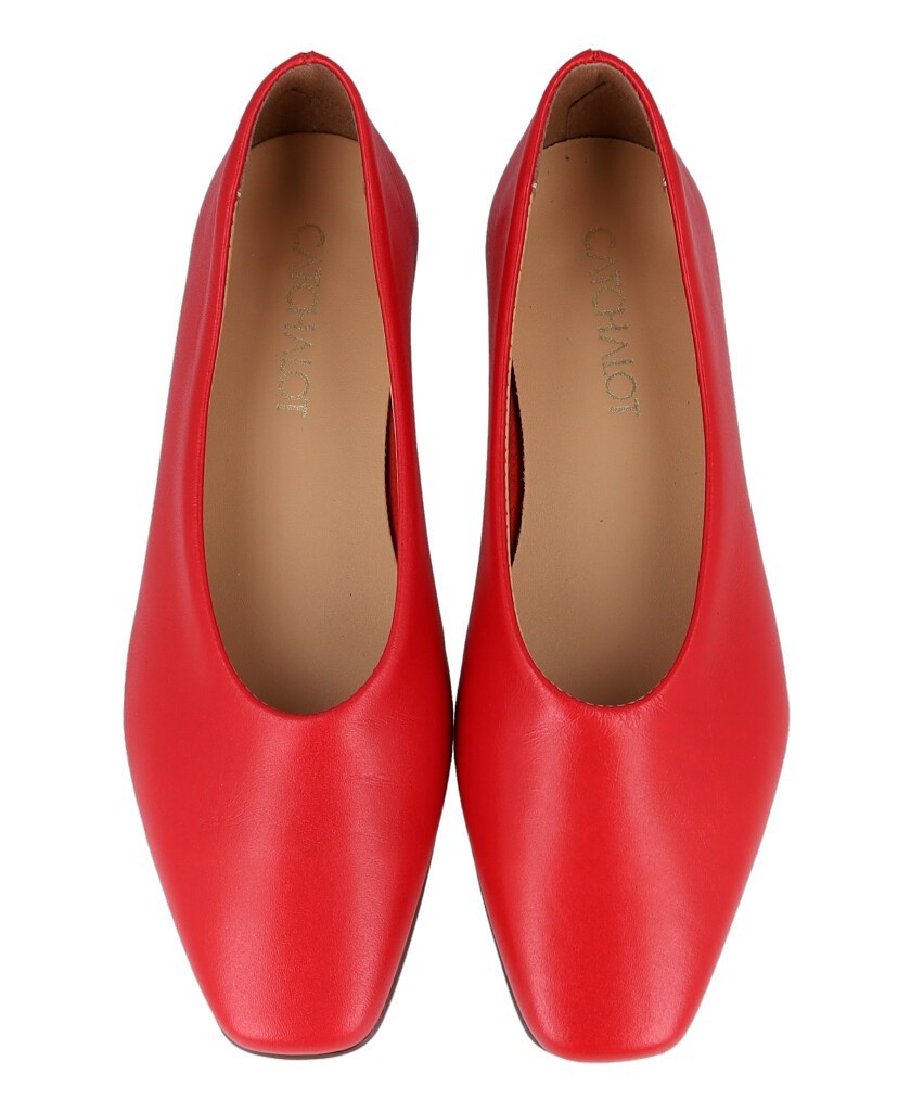 Red leather ballerina flats Stilmoda 3432