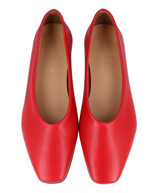 Red leather ballerina flats Stilmoda 3432