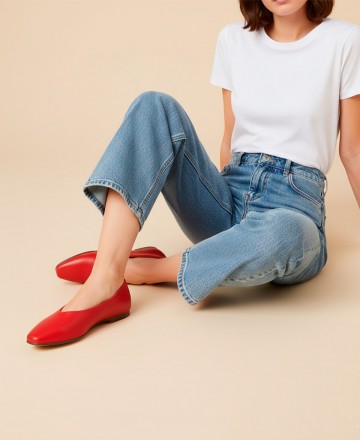 Red leather ballerina flats Stilmoda 3432
