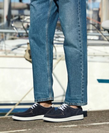 Imac 351840 Navy blue lace-up casual flat shoe