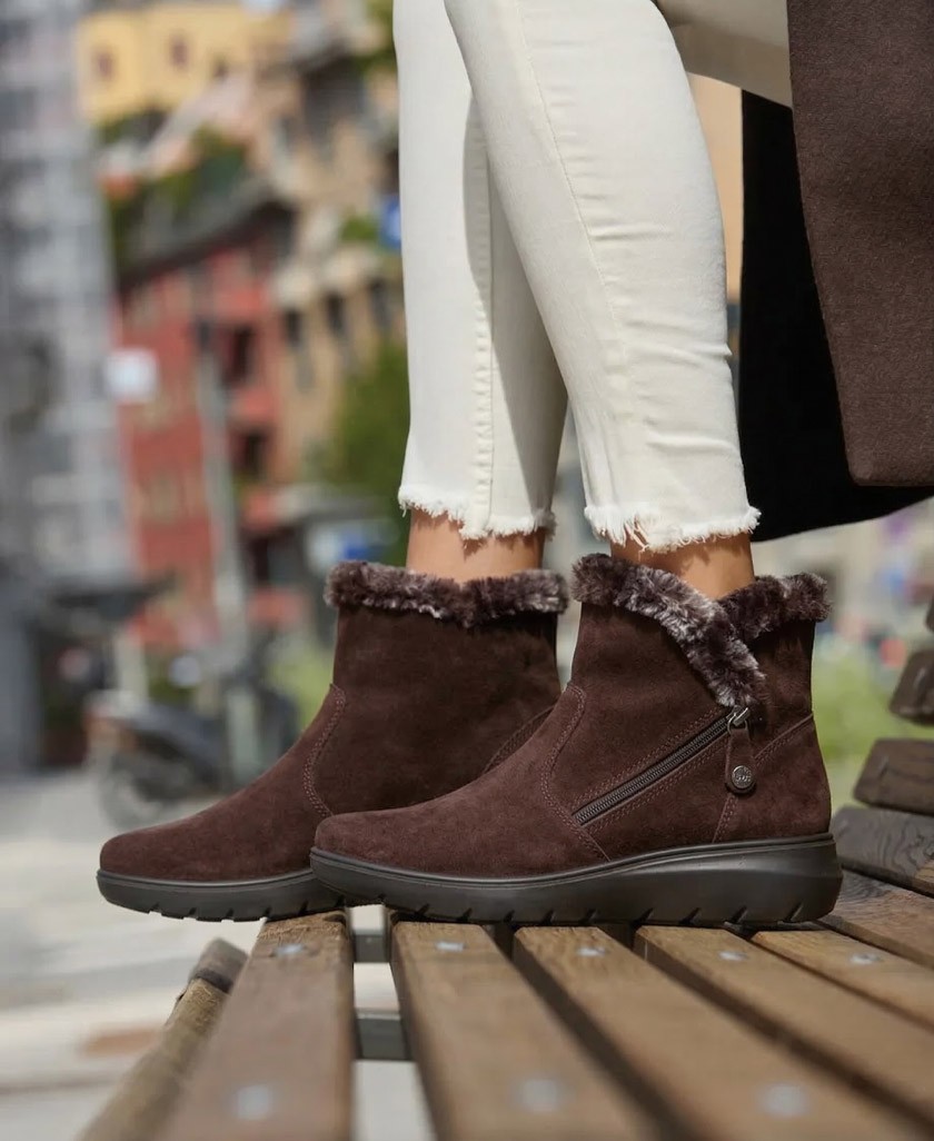 Imac 455871 Women's suede ankle boots with fur