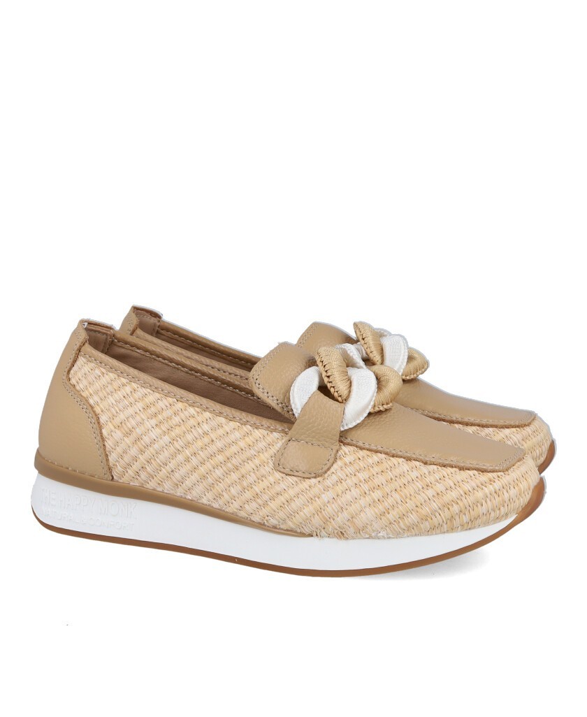 Mocasines planos en beige Happy Monk VANITY-011
