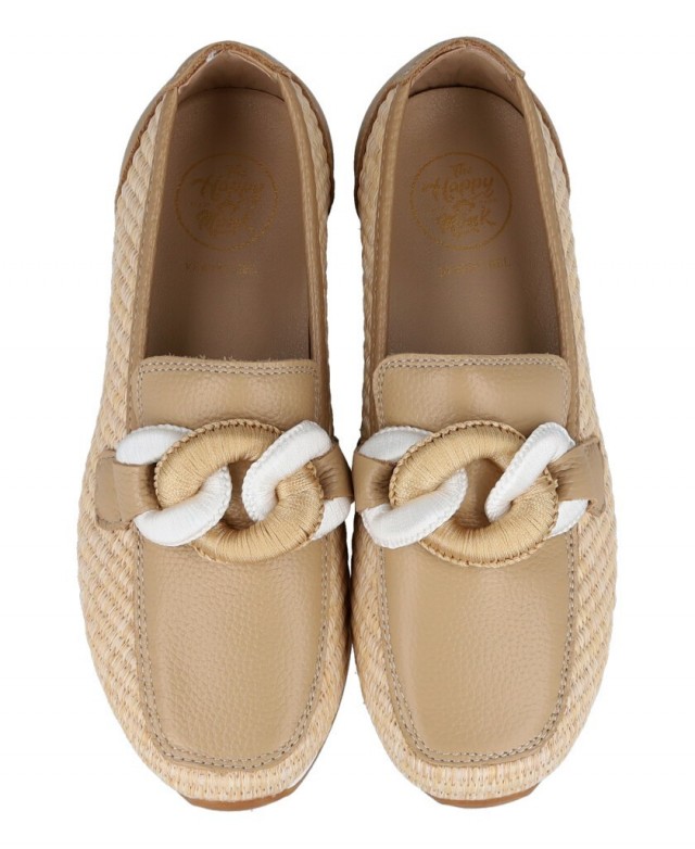Beige flat loafers Happy Monk VANITY-011