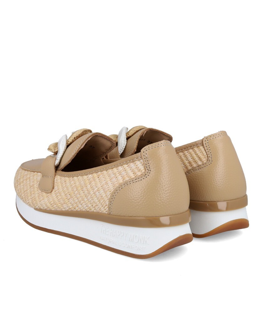 Beige flat loafers Happy Monk VANITY-011