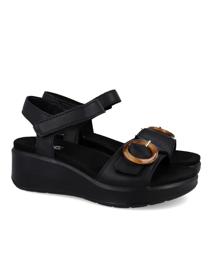 Imac 109010 black platform sandals
