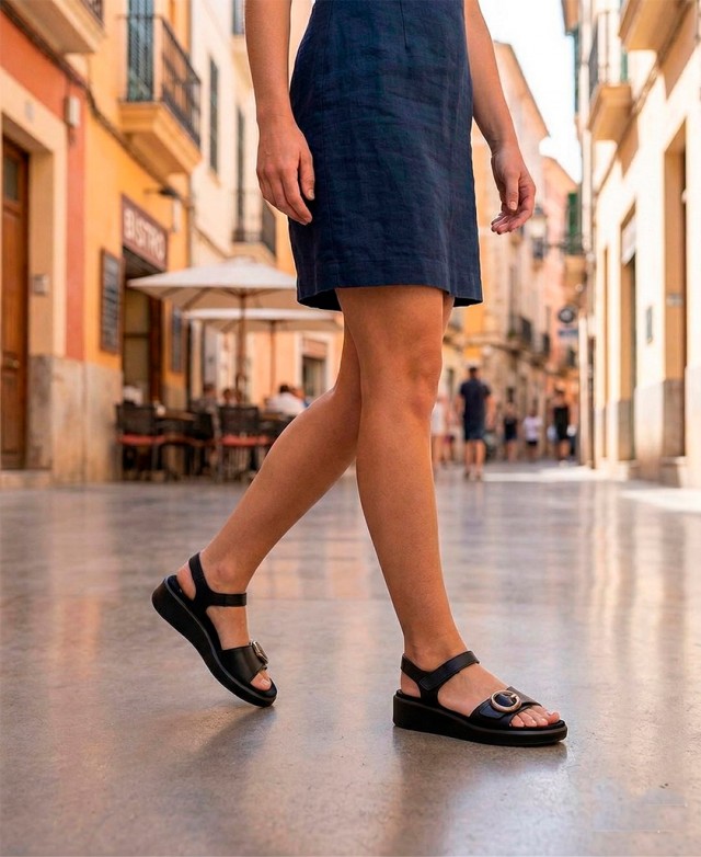 Imac 109010 black platform sandals