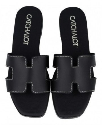 Sandalias negras planas mujer Catchalot 5810