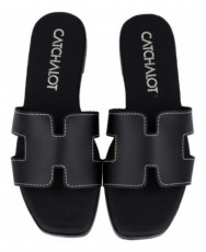 Sandalias negras planas mujer Catchalot 5810