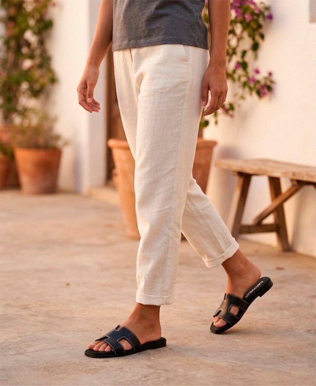 Sandalias negras planas mujer Catchalot 5810