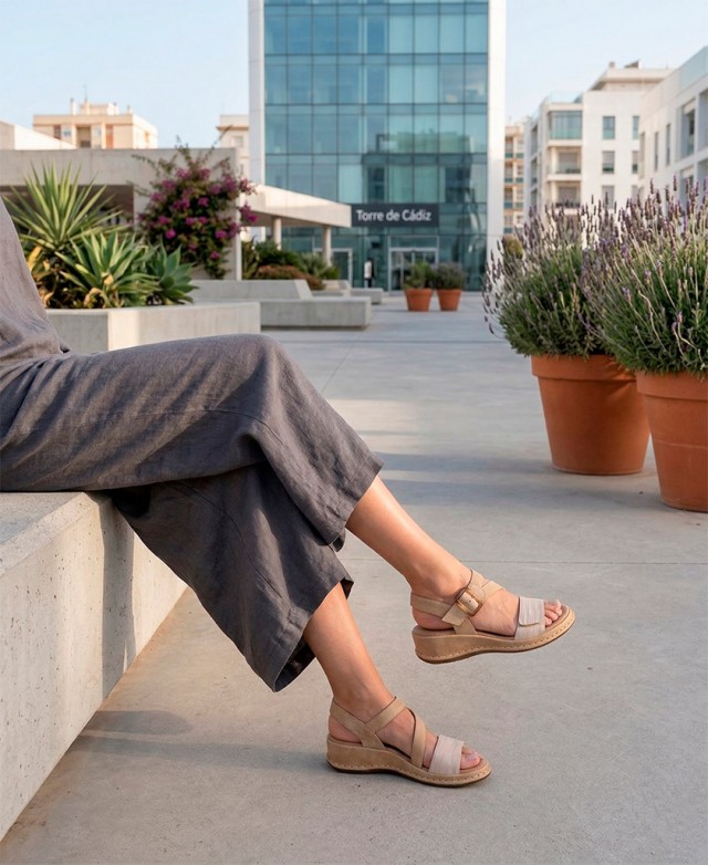 Sandalias con cuña hebilla Amarpies ABZ30207