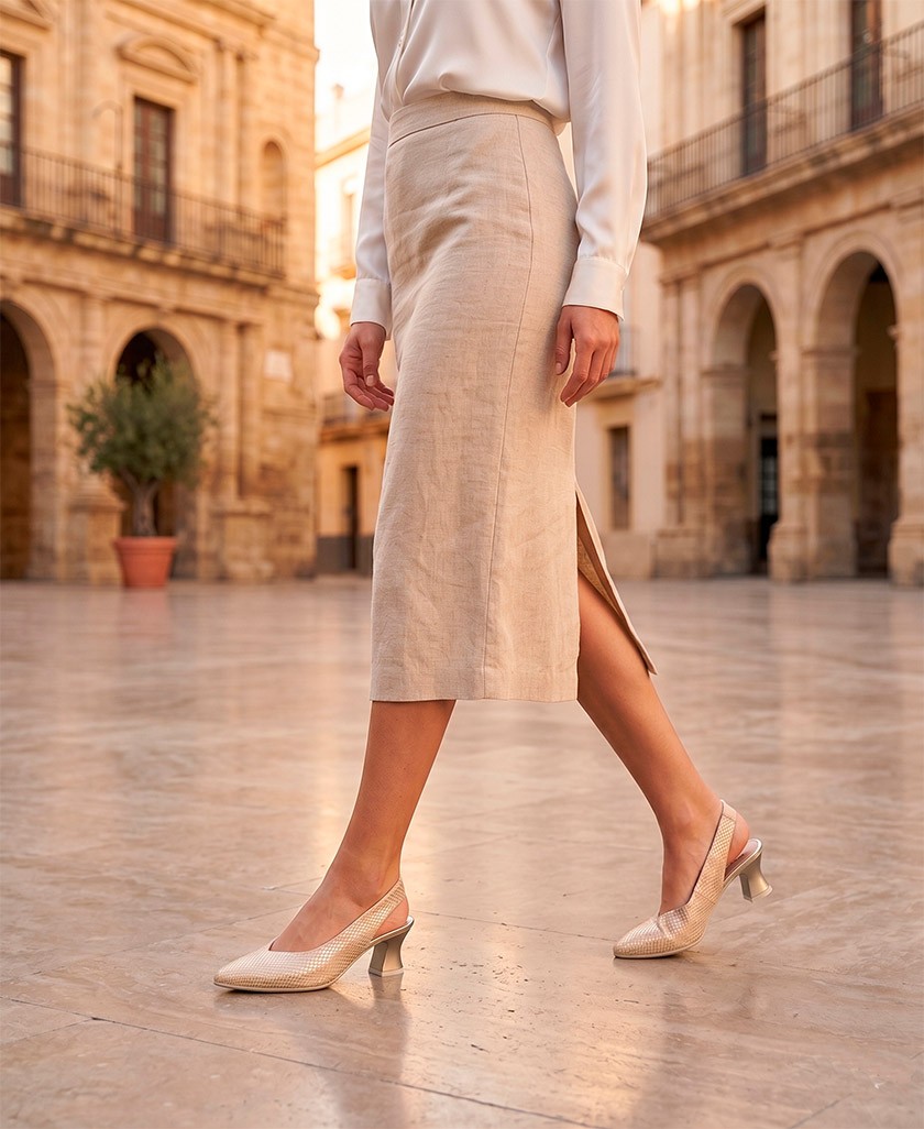 Pitillos 10510 Embossed Leather Court Shoe