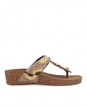 Sandalias cuña con abalorios para mujer Tambi 6504
