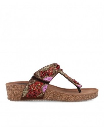 Women's beaded low wedge sandals Tambi 10183