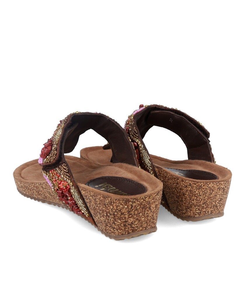 Sandalias de abalorios cuña baja Tambi 10183