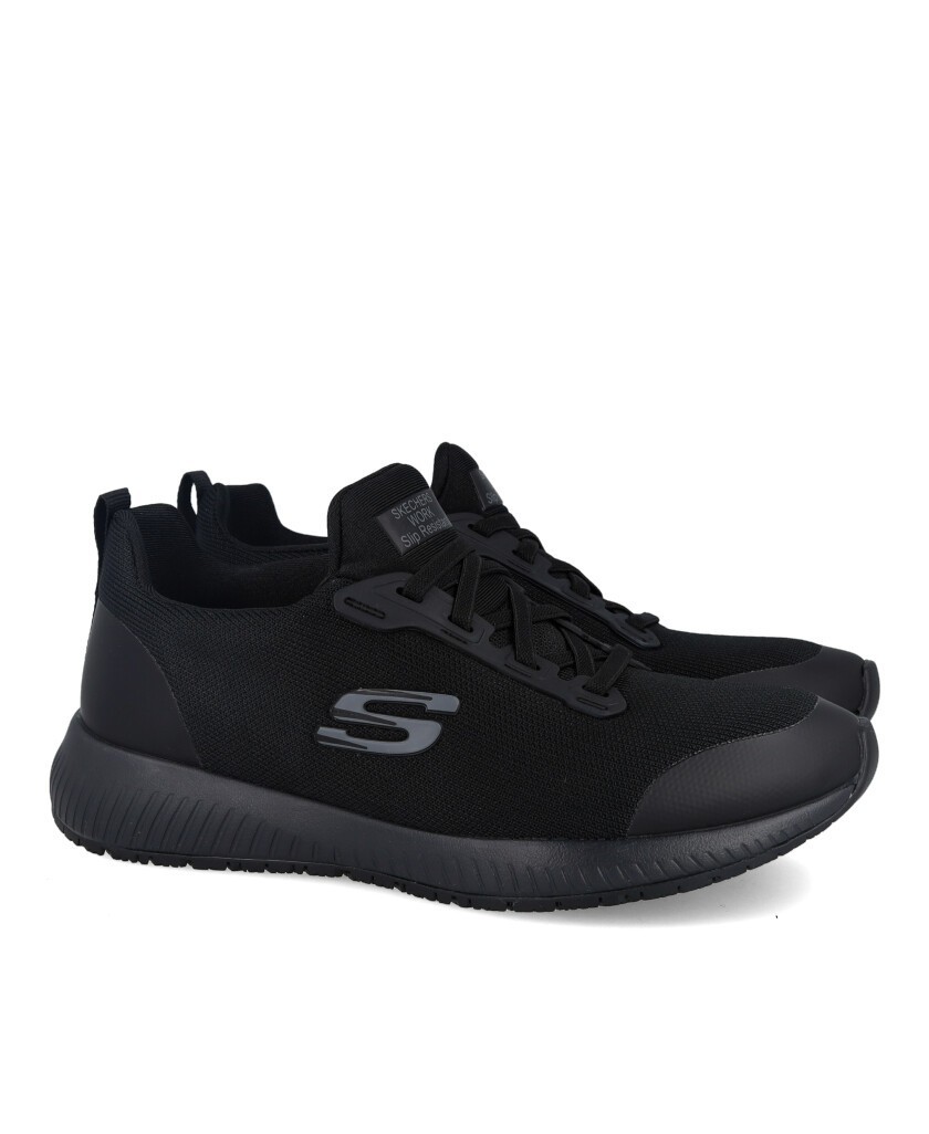 Black Skechers Work Sneakers: Squad Sr 77222EC