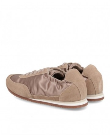 Gioseppo 80663-P Beige Leather and Satin Sneakers