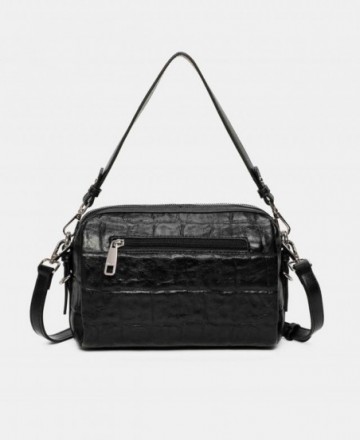 Bolso negro con doble asa Binnari Creta 21262