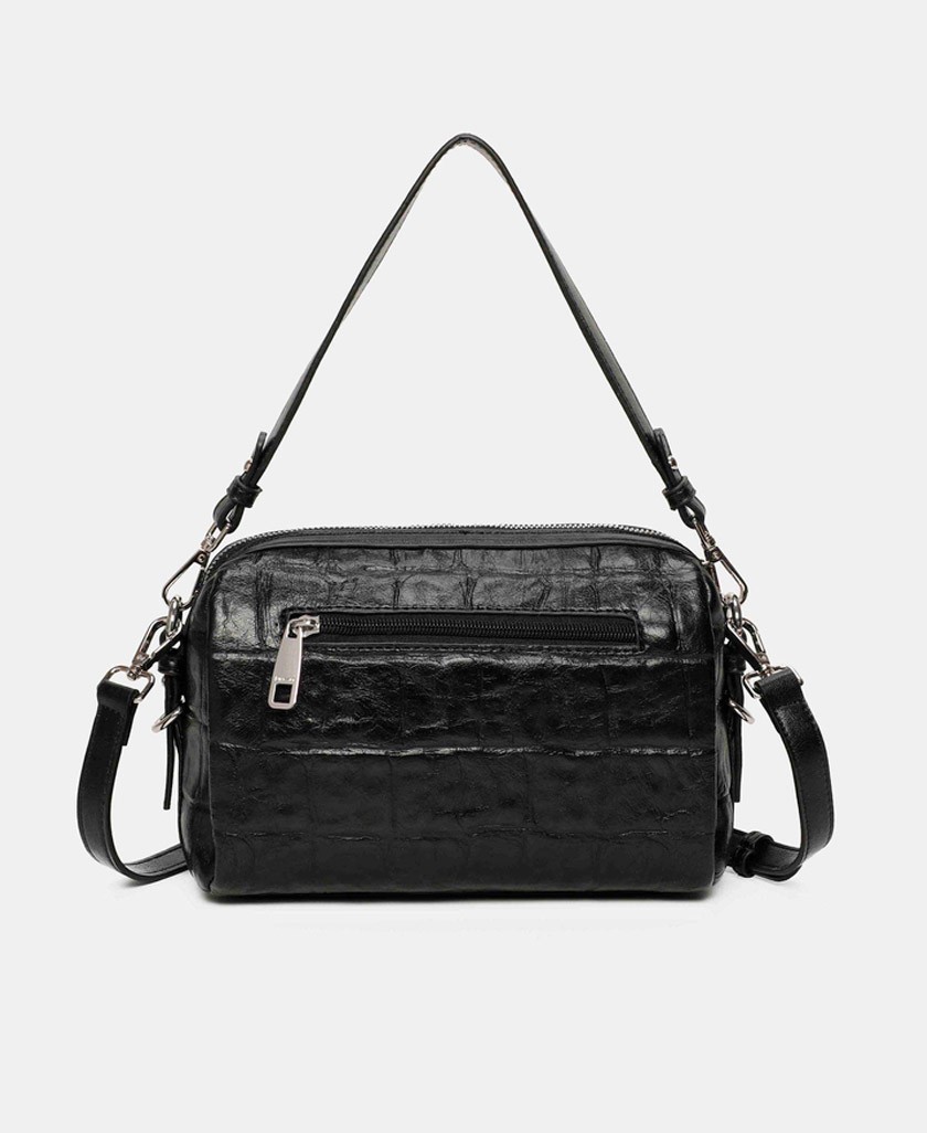 Bolso negro con doble asa Binnari Creta 21262
