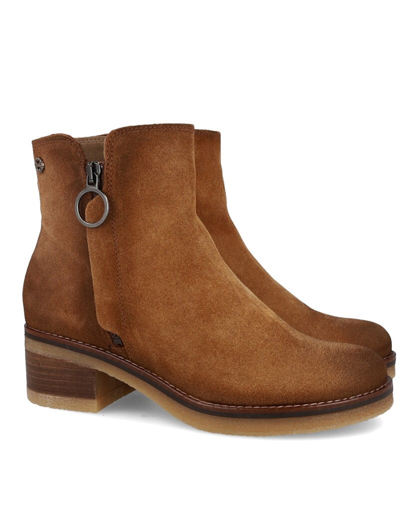Porronet 4831 Low-Heel Split-Leather Ankle Boots