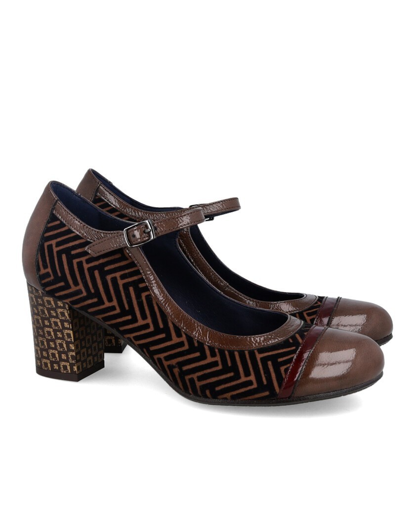 Dorking D8669 printed block-heel shoes