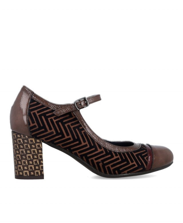 Dorking D8669 printed block-heel shoes