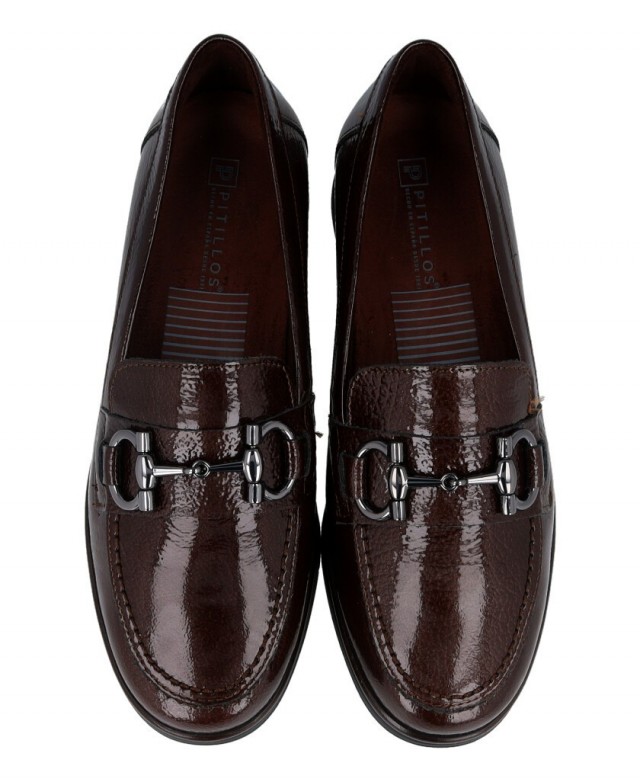 Mocasines burdeos con cuña baja Pitillos 11502