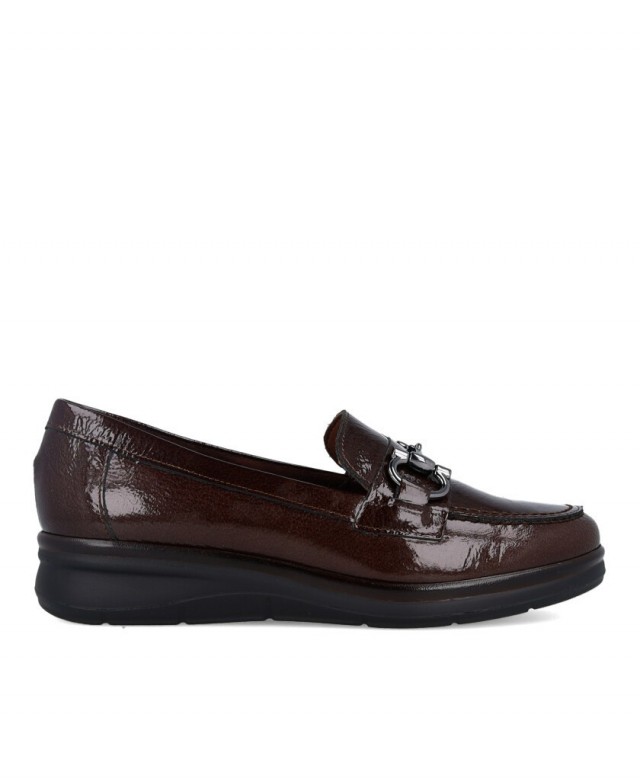 Burgundy loafers with wedge heel Pitillos 11502