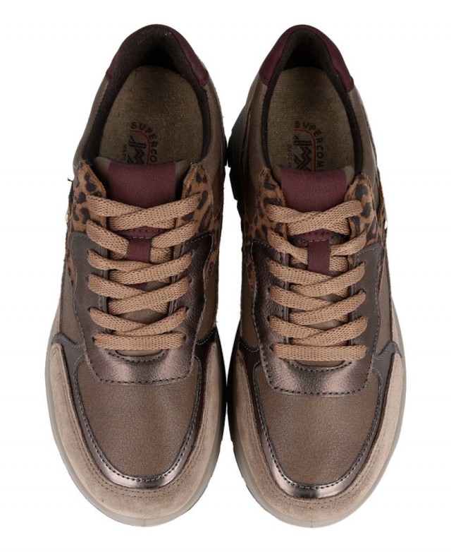 Imac 208228 leather wedge trainers