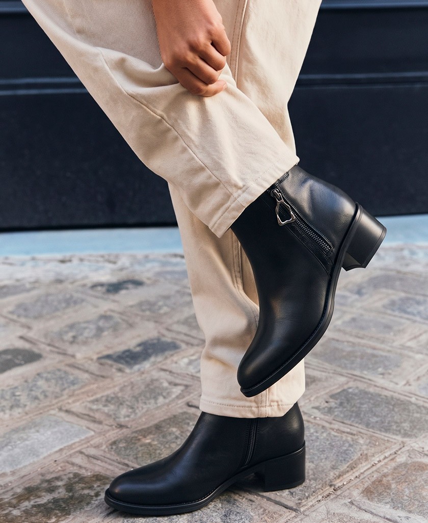 Botines negros con cremallera Dorking Chiara D9434