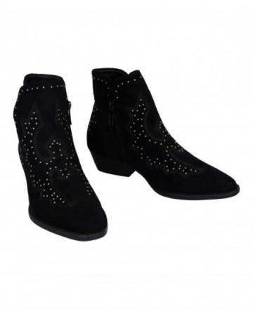 Black cowboy ankle boots with studs BBup 2763