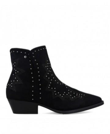 Black cowboy ankle boots with studs BBup 2763
