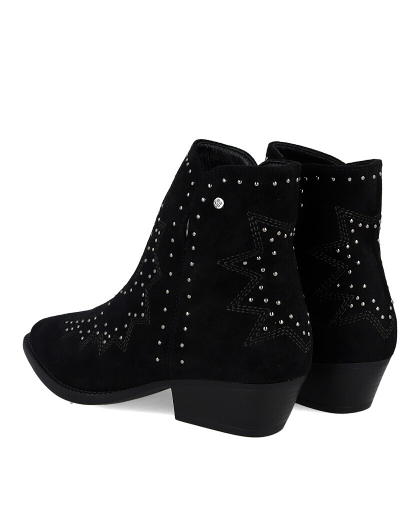 Black cowboy ankle boots with studs BBup 2763