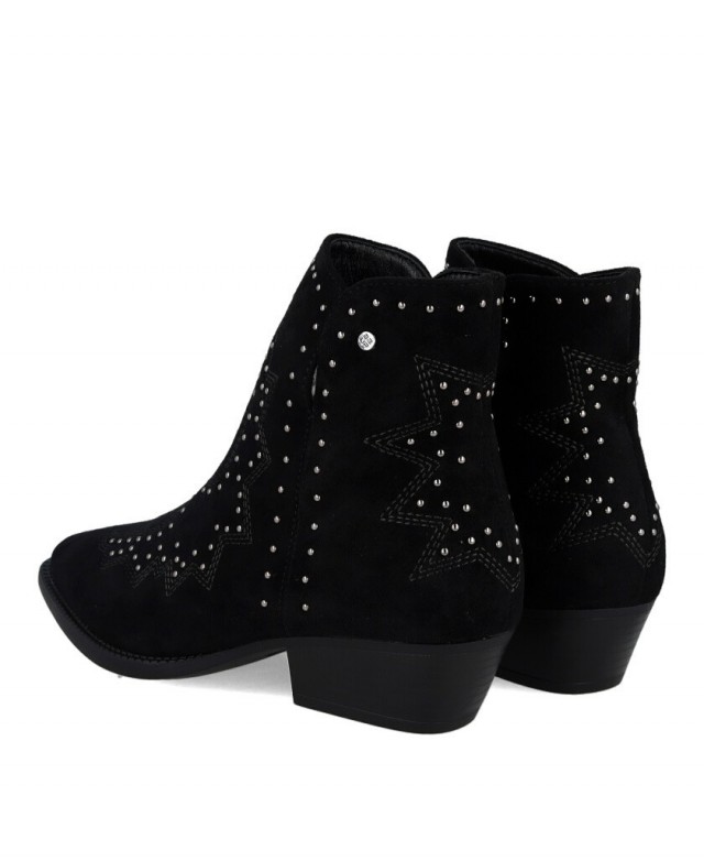 Black cowboy ankle boots with studs BBup 2763