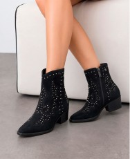 Black cowboy ankle boots with studs BBup 2763