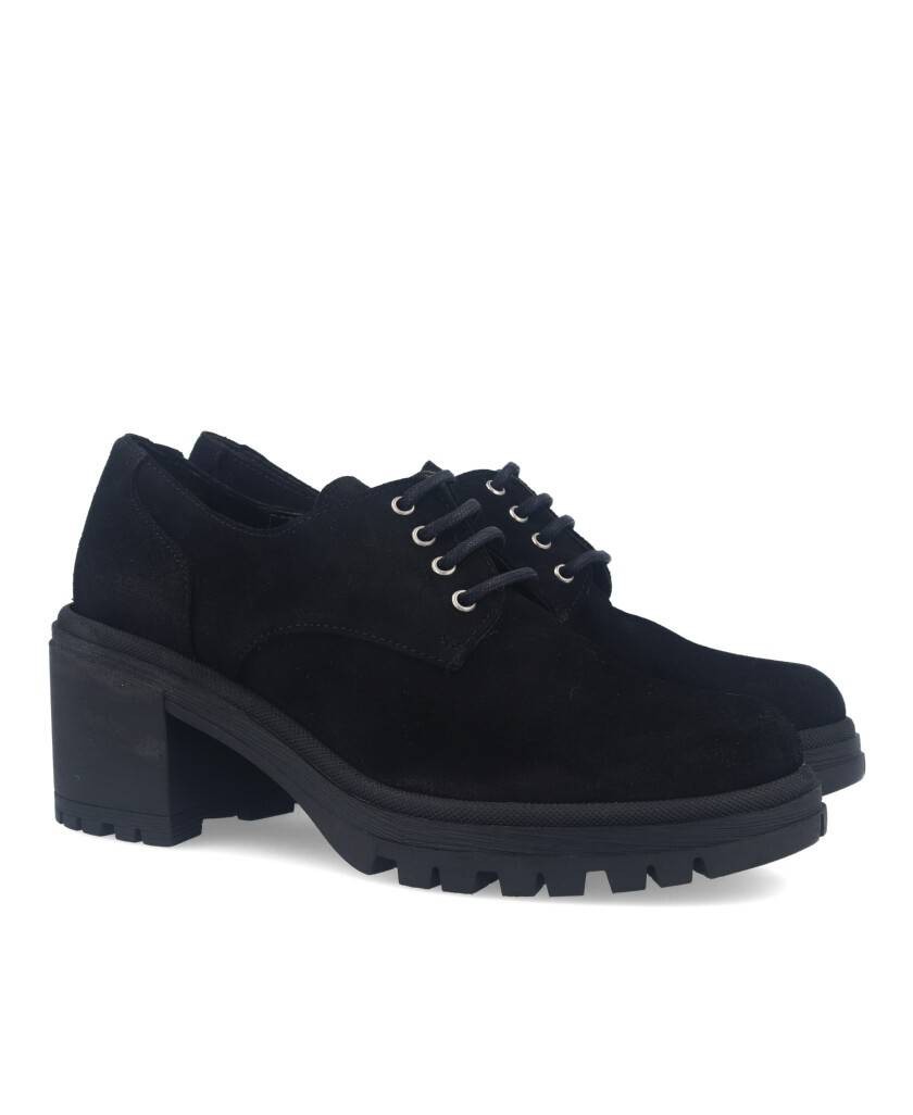 Zapatos para mujer en color negro Caracteristicas con cordones tacon 7 cm zapato de estilo casual suela de goma termoplastica e