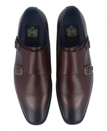 Hobbs men's brown double buckle shoes MA067203-14609 Hobbs men's brown double buckle shoes MA067203-14609
